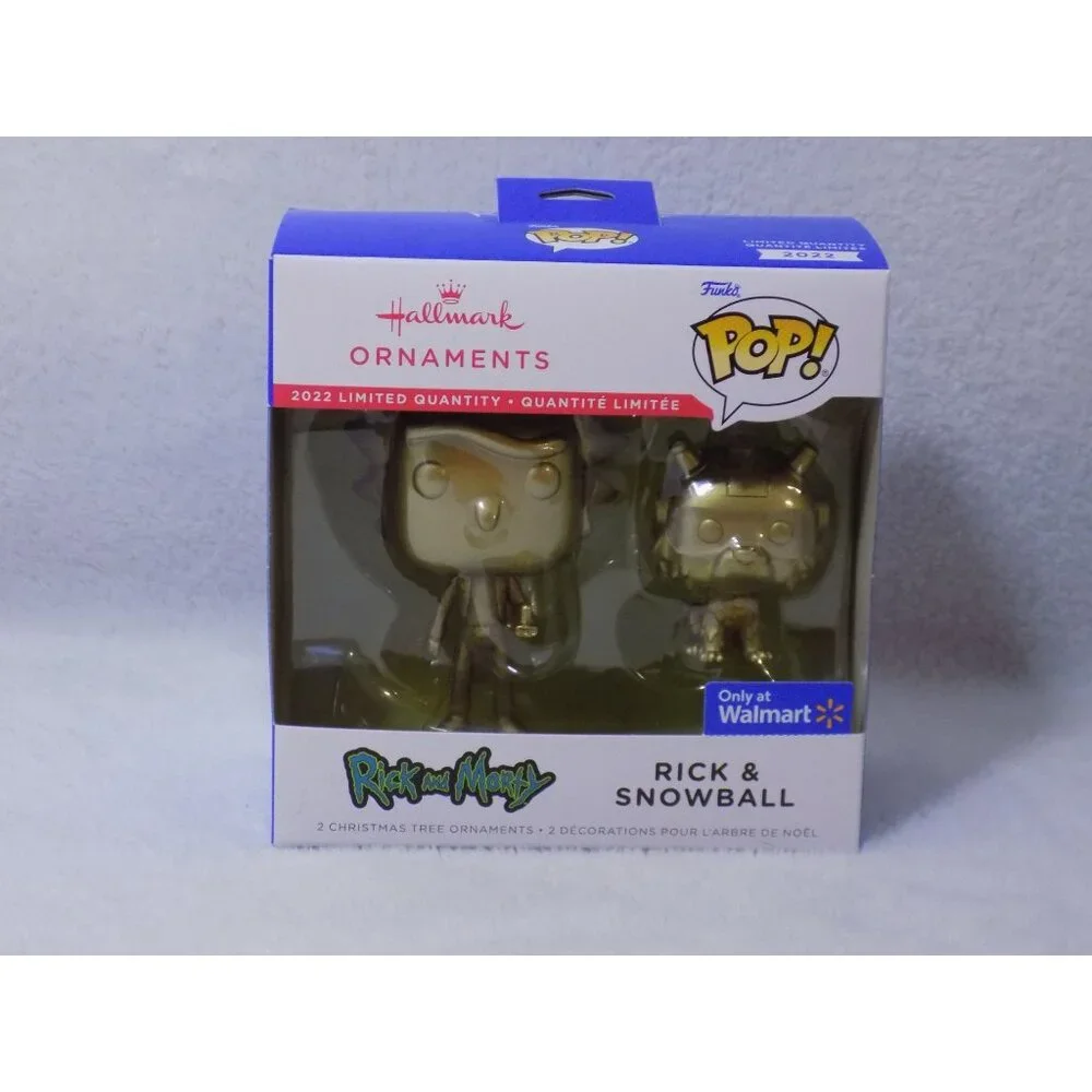 Funko POP! Rick and Morty - RICK & SNOWBALL Hallmark Christmas Ornament (Gold) - Picture 2 of 8